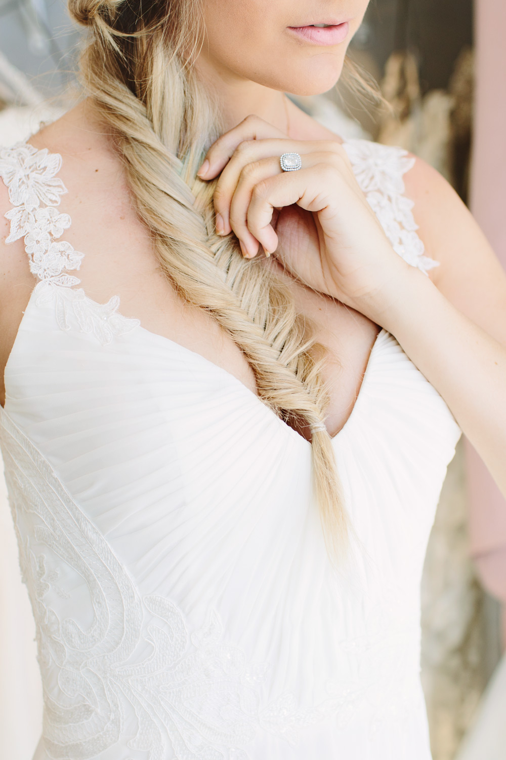 dash of darling caitlin lindquist fishtail braid blonde hair wedding gown