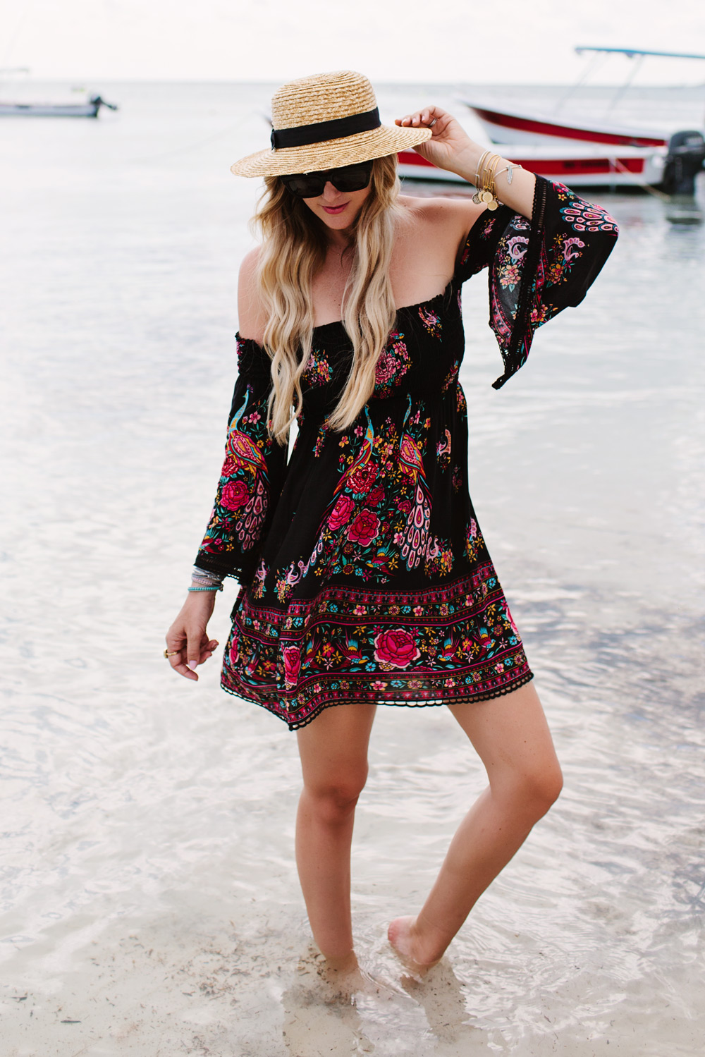 off shoulder printed spell by byron bay dress