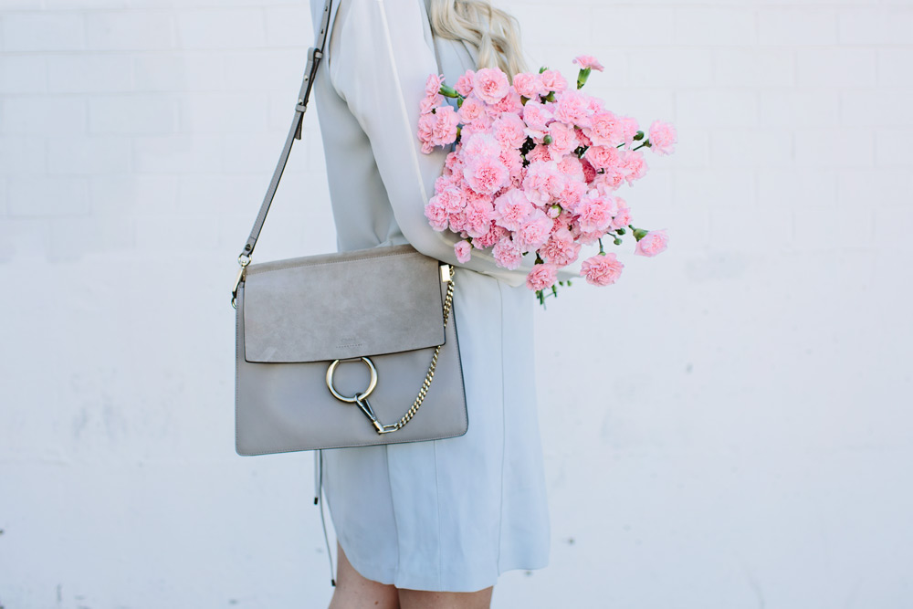 chloe faye grey suede shoulder bag dash of darling fashion blog