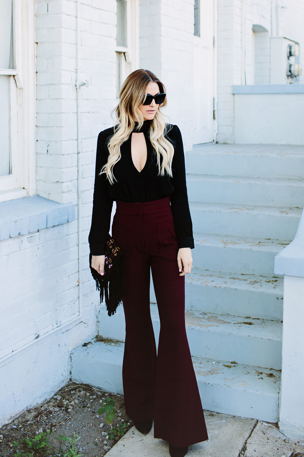 dash of darling street style blog high waisted flared pants