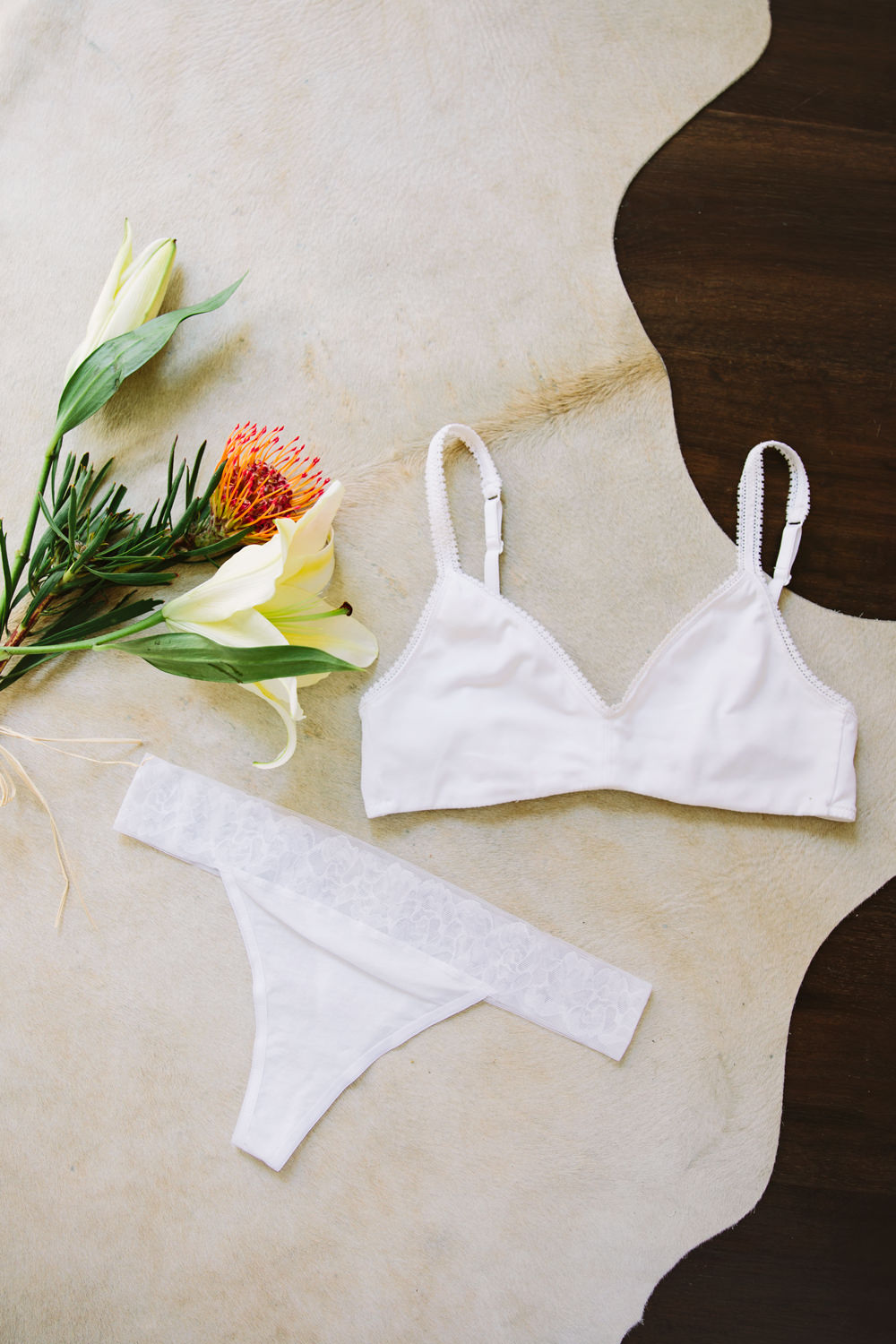 Dash of Darling blogs from home in her On Gossamer cotton loungewear bra and panty set.