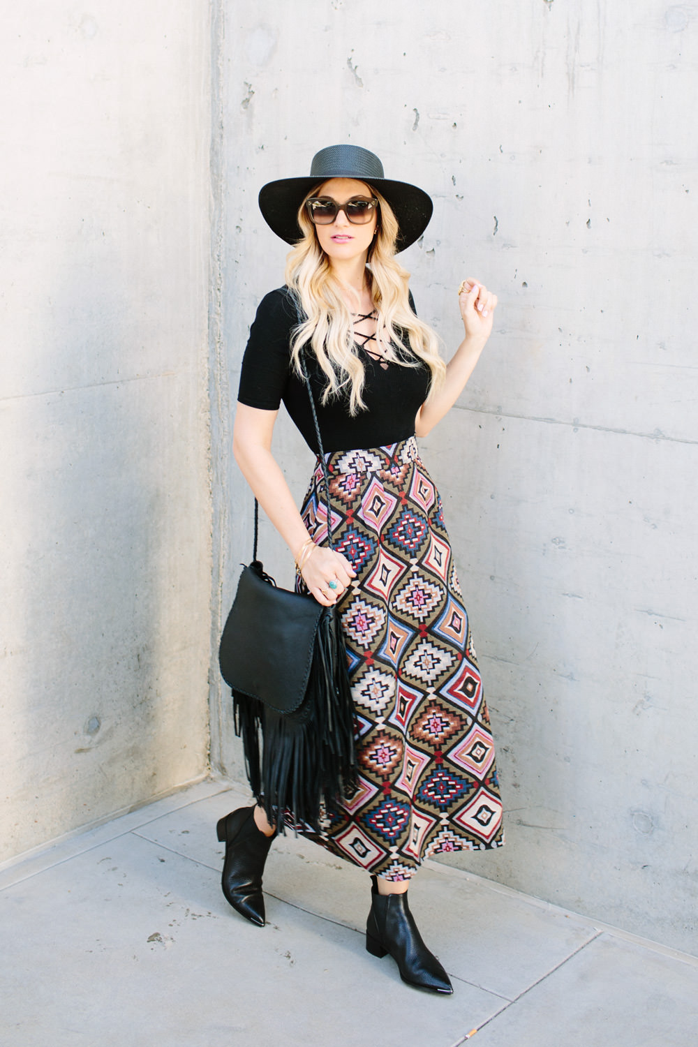 asos jacquard maxi skirt fall outfit styled by dash of darling