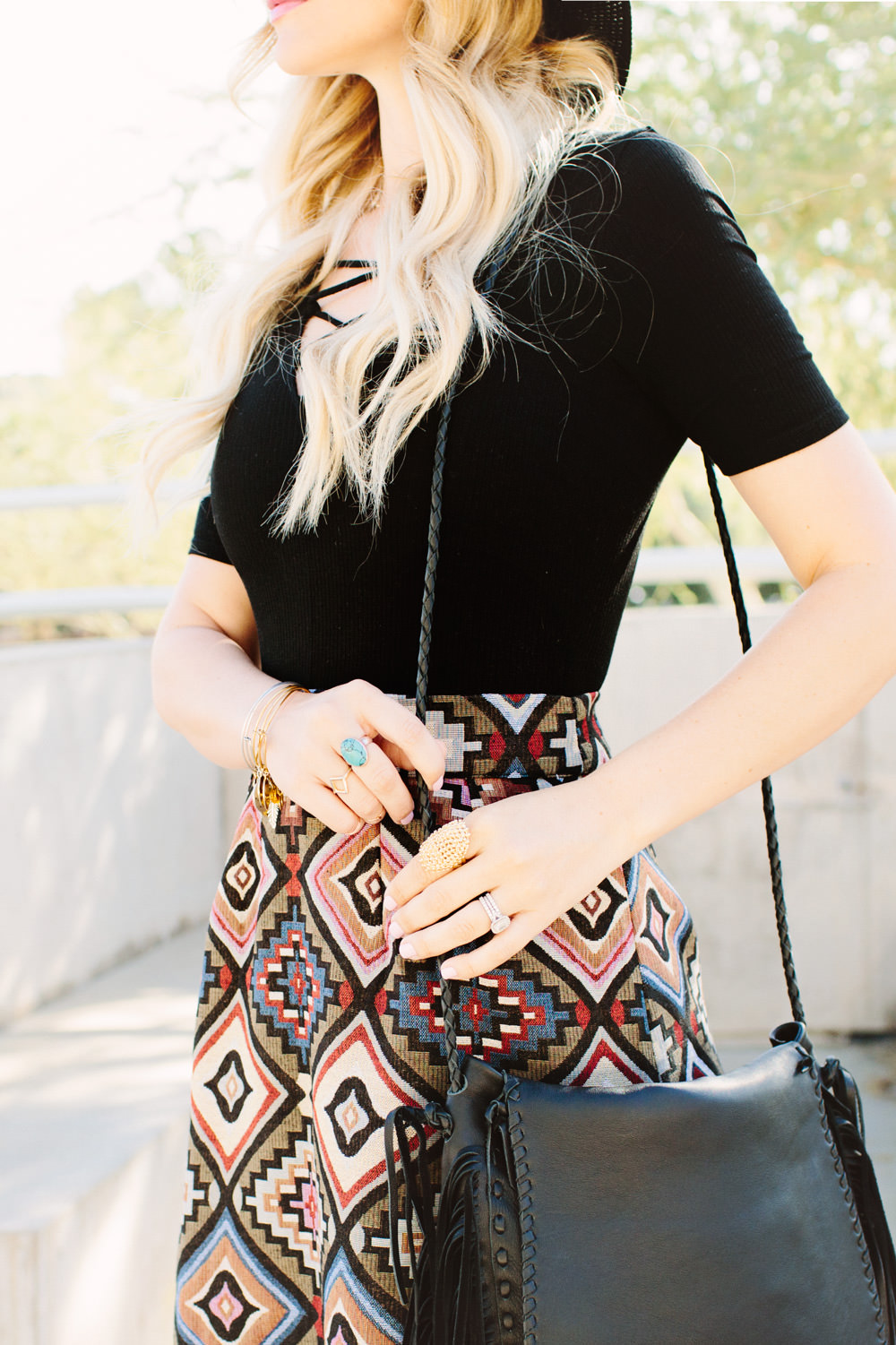 asos jacquard maxi skirt fall outfit styled by dash of darling