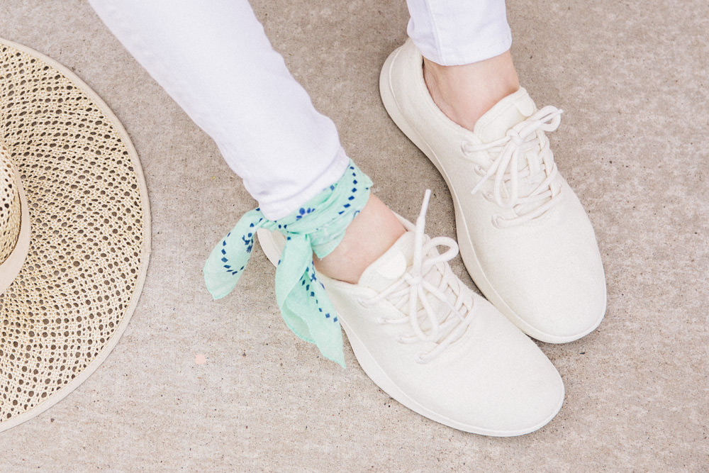 Caitlin Lindquist of Dash of Darling shares an all white outfit for Spring with AllBirds wool runners.