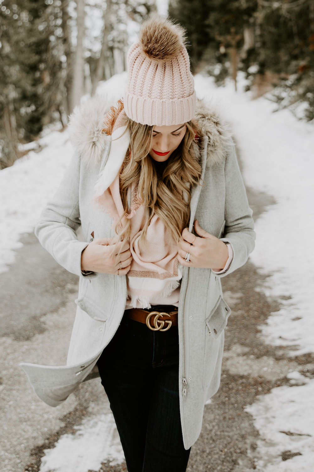 Dash of Darling | Winter Pink Scarf and Pom Beanie Hat